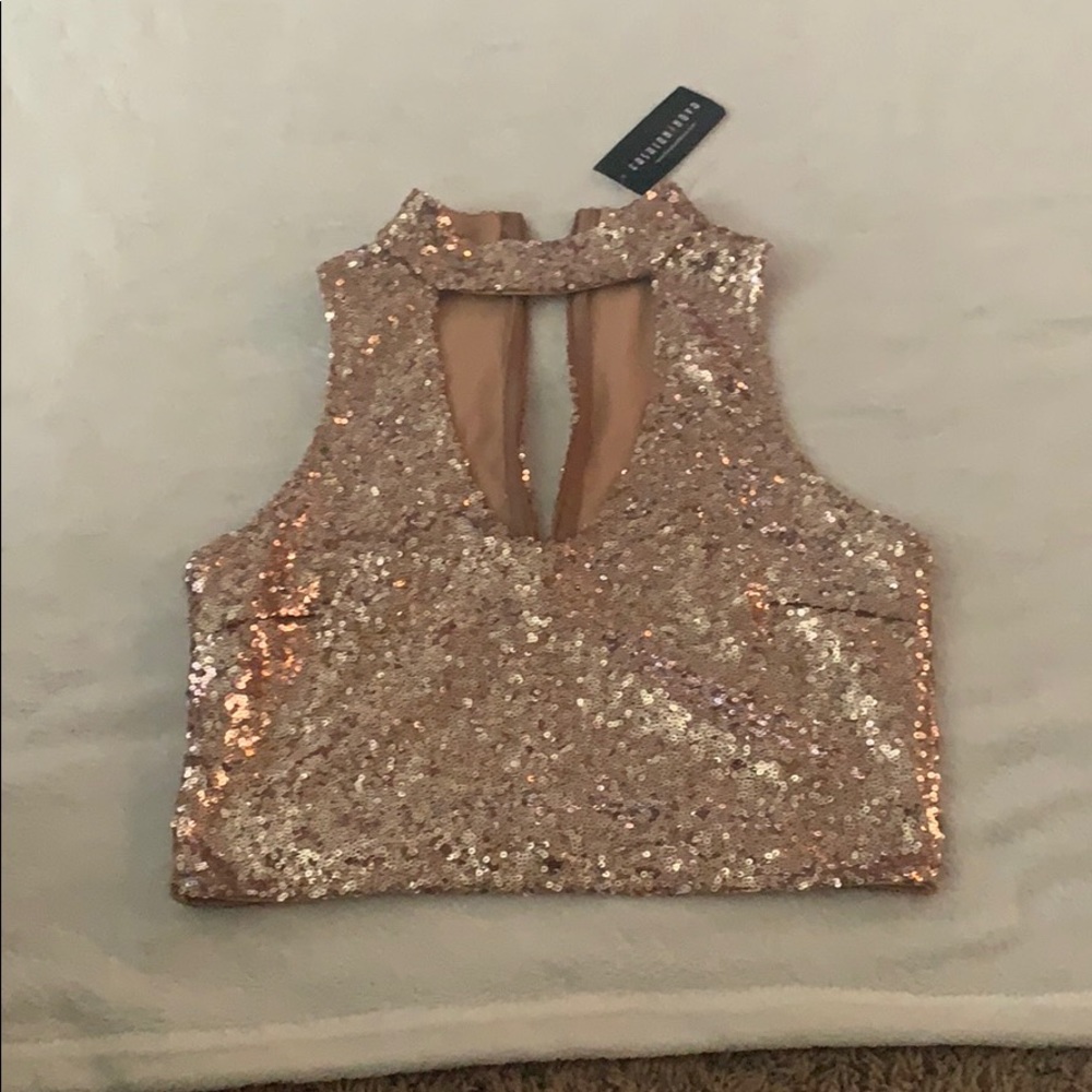 Champagne Sequin crop top